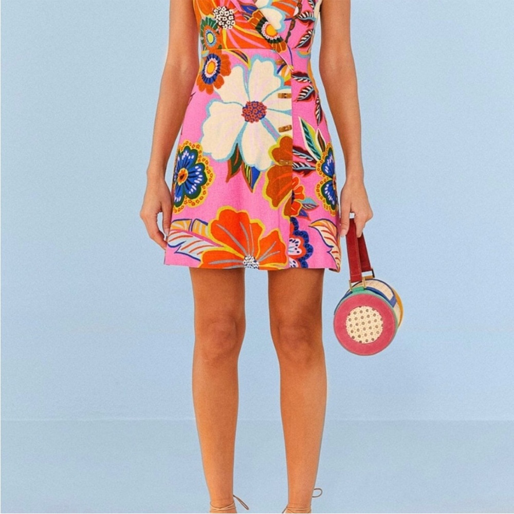 NWTS- Farm Rio Full Garden Mini Dress: XXS - Picture 2 of 7